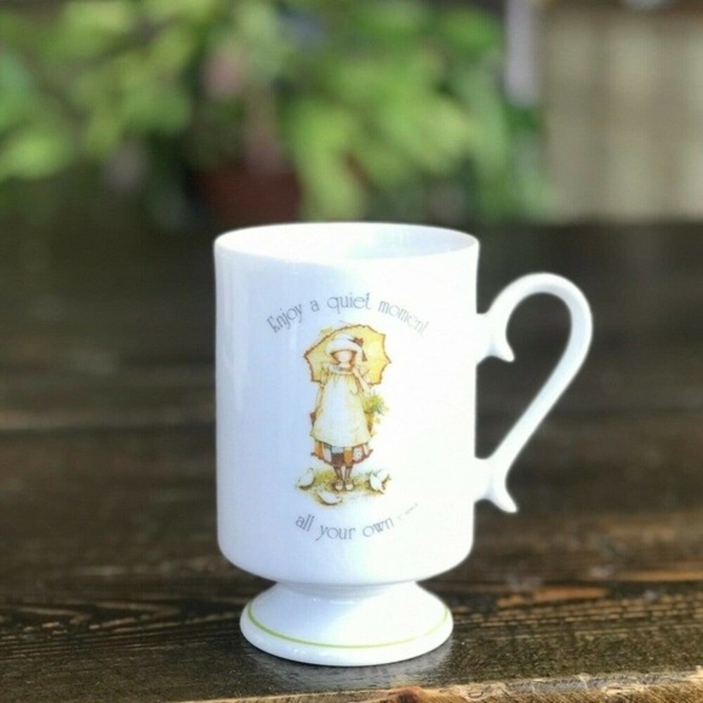 HOLLY HOBBIE MUG Footed Pedestal Cup Vintage1978